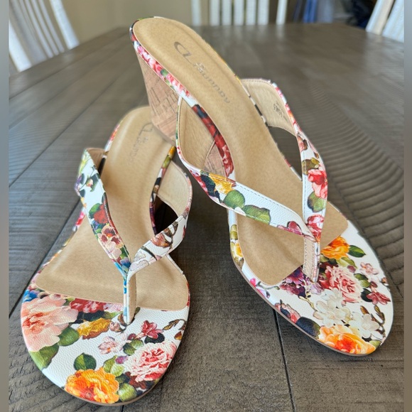 CL by Laundry Pink & White Floral Flip Flop Sandals Women’s Size 9.5 (NWOT) - Picture 1 of 15